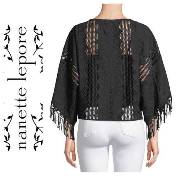 New Nanette Lepore Bahama Mama Top w Fringe Trim - Picture 3 of 6